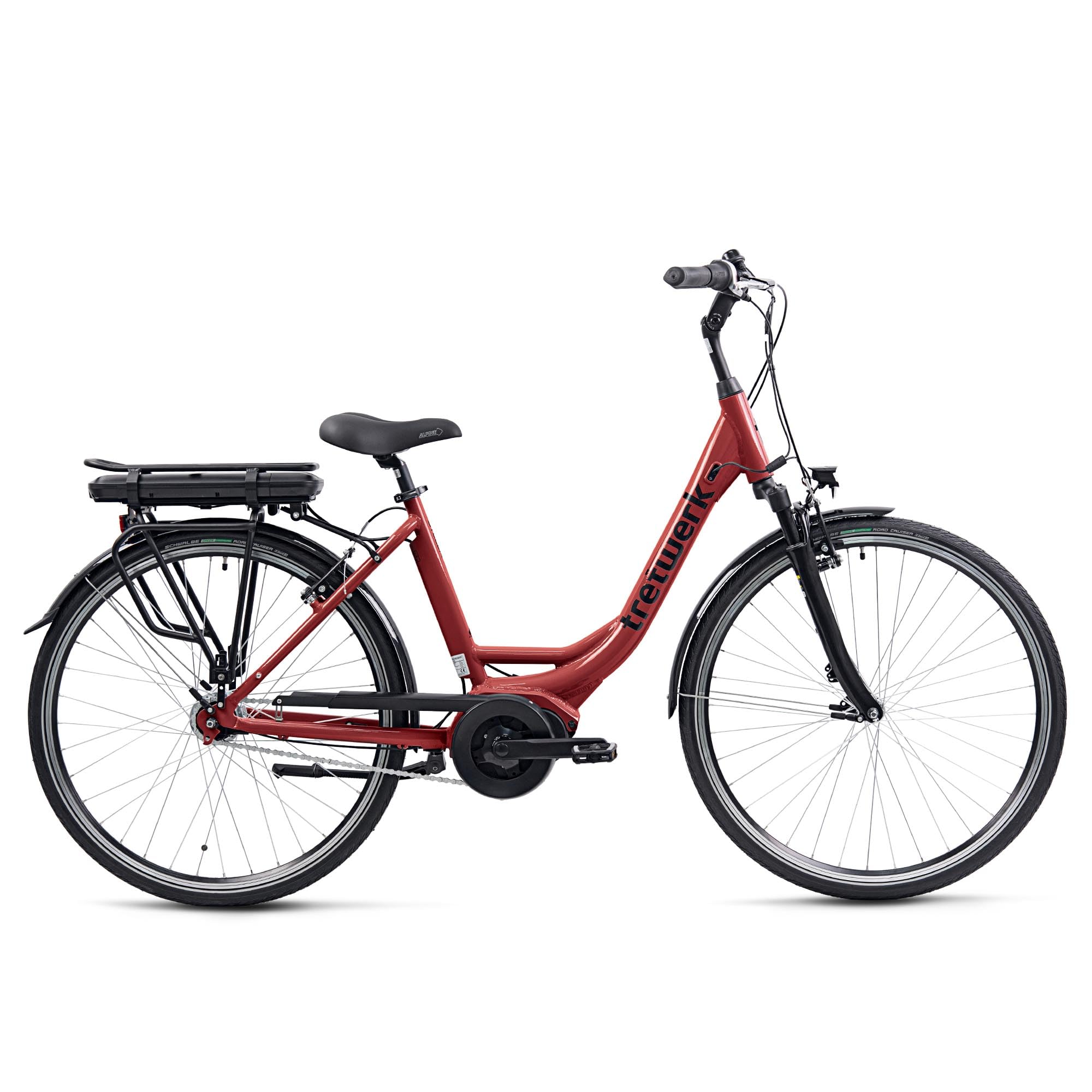 TRETWERK 28 Zoll E-Bike - Damen Fahrrad Citybike - Stella - Pedelec 7 Gang  Nabenschaltung - Trekking Elektrofahrrad Mittelmotor - rot 49 cm :  Amazon.de: Sport & Freizeit