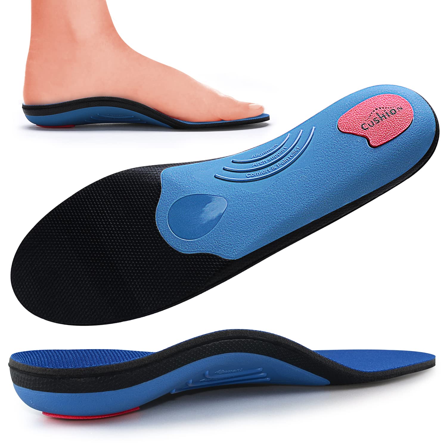 PCSsole Heavy Duty High Arch Support Insoles,210+lbs Orthotic Insoles