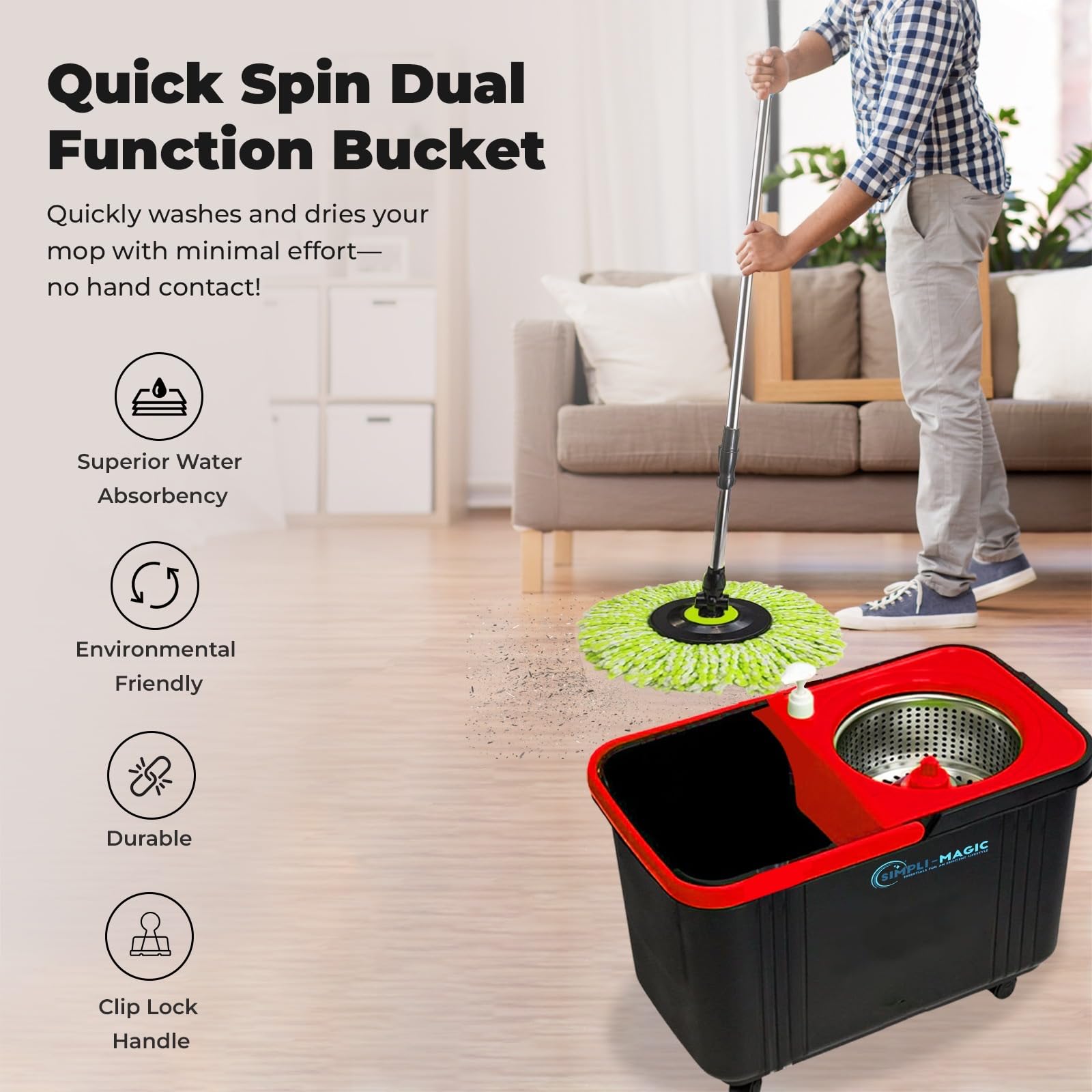 Amazon.com: Simpli-Magic 360° Spin Mop and Bucket with Wringer – 3