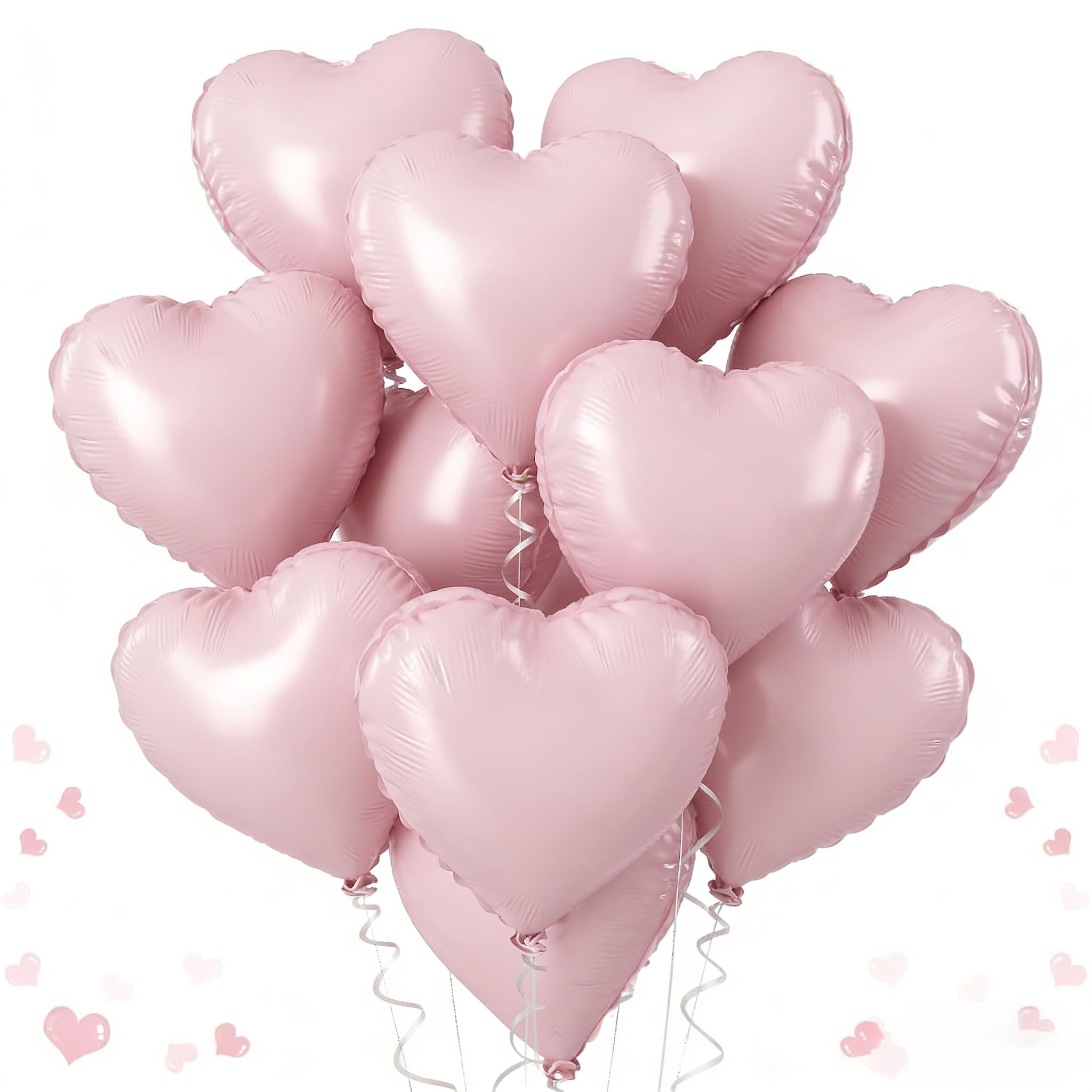 Baby Pink Heart Balloons,18 Inch Light Pink Heart Shape Balloons,12PCS Foil Heart Balloon Helium for Birthday Party Bridal Engagement Wedding Anniversary Baby Shower Valentines Decor