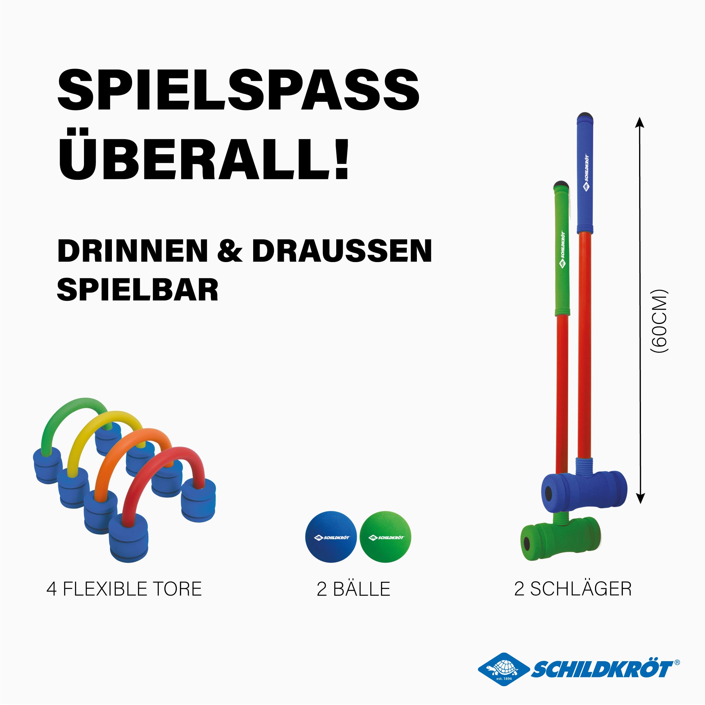 Schildkröt Jeu de Croquet Souple Set en Mousse pour Enfants 2 maillets 2 balles 4 arceaux