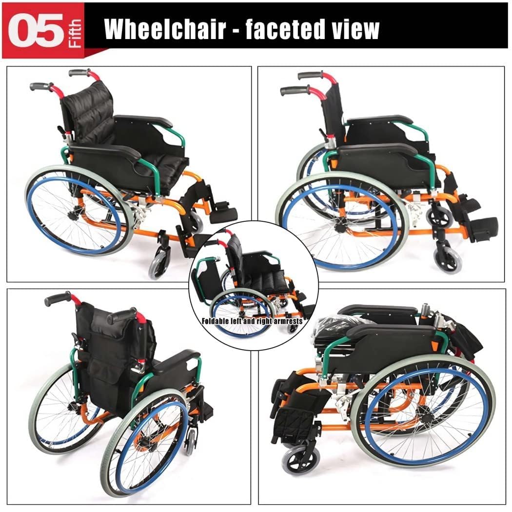 Silla de ruedas deportiva ligera de 22 pulgadas, marco plegable de acero con reposabrazos extraíbles, silla de ruedas manual para uso diario y actividades de los niños
