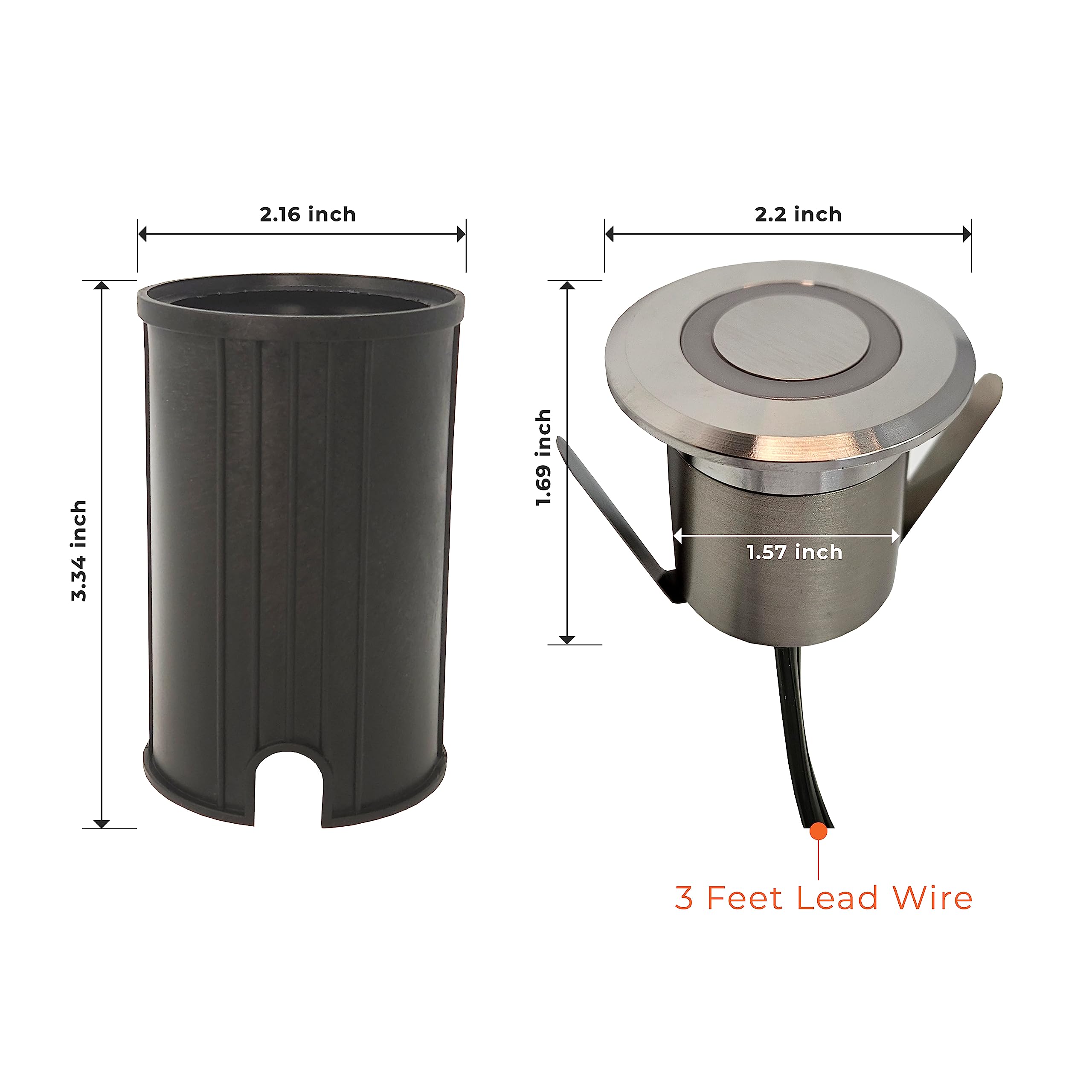 LUMENGY LED In-Ground Pavers Ambiance Lights, Patent Ring Light Effect, Waterproof 1W 12V-24V AC/DC. Ideal for Decks, Driveways, Patios, Steps, Walls, Ground Areas, Stainless Steel Color, 6-Pack