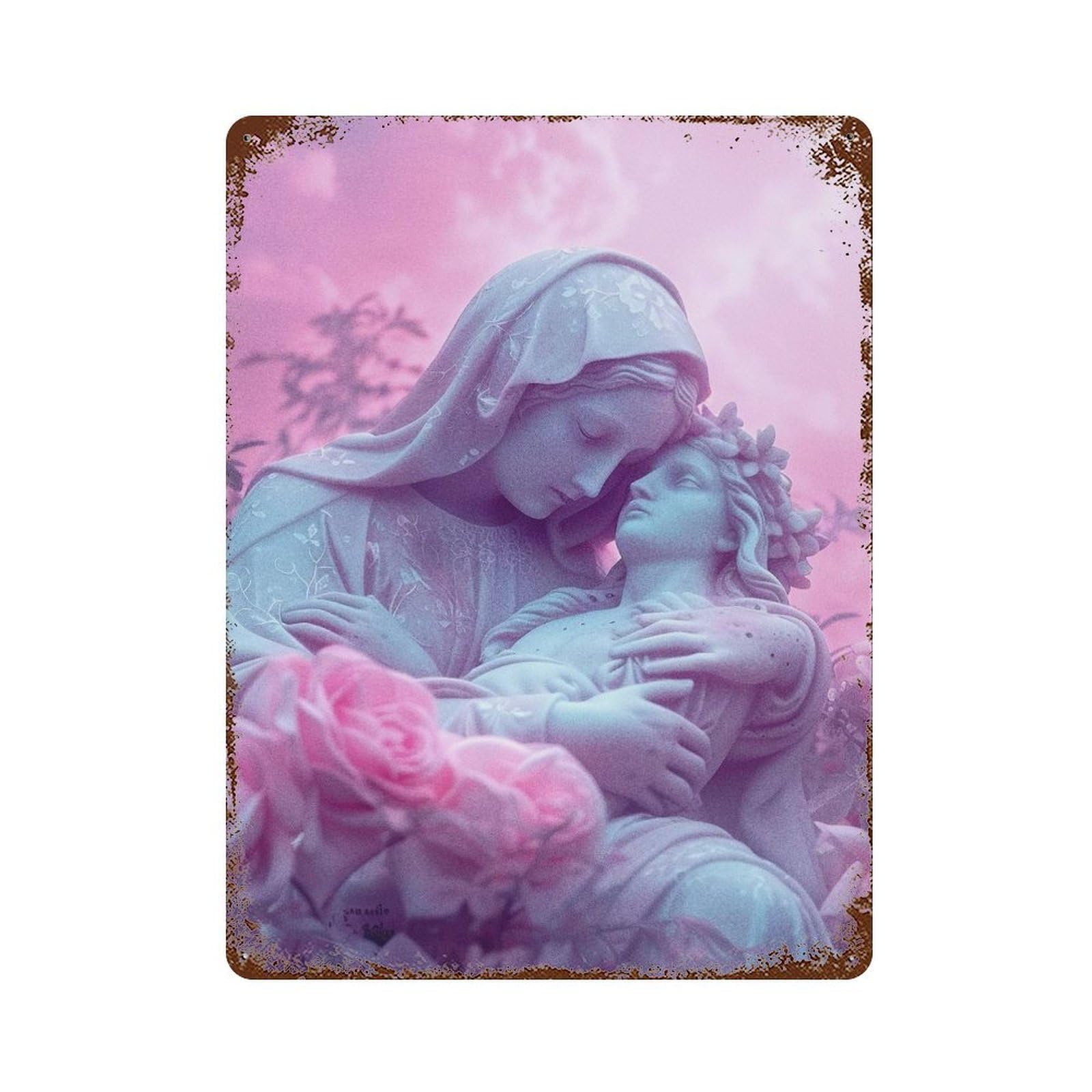 Christ Weathered Tin Sign 15.7"x11.8", Ideal for Basement, Hobby Room And Garage Decor