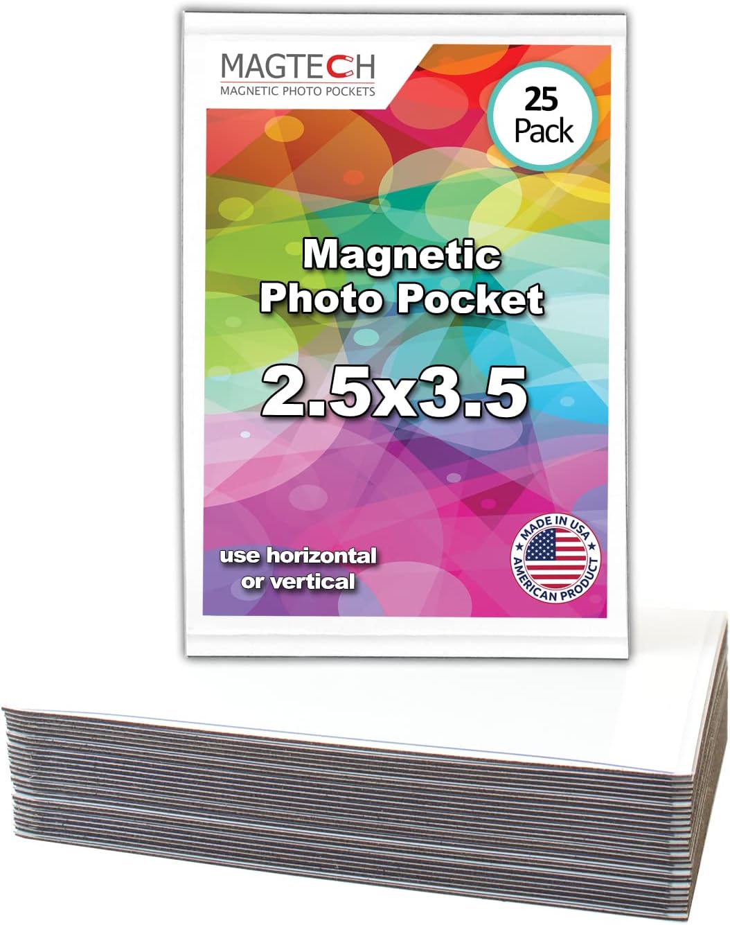 Magtech 12325 Magnetic Pocket Picture Frame Holds 2.5 x 3.5 Photos (25 Pack), White