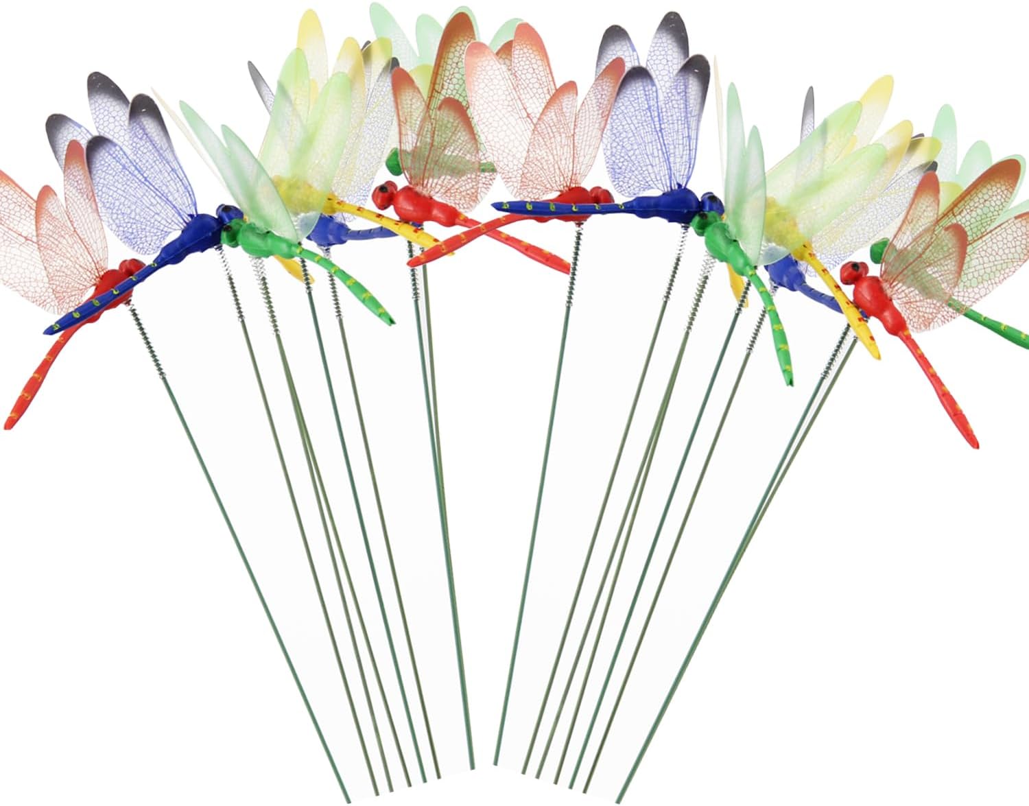 16 Pieces 3D Dragonfly Garden Decor Dragon Fly Garden Stakes Dragonflies Garden Ornaments Patio Decoration Dragonfly Stakes with Sticks (16)