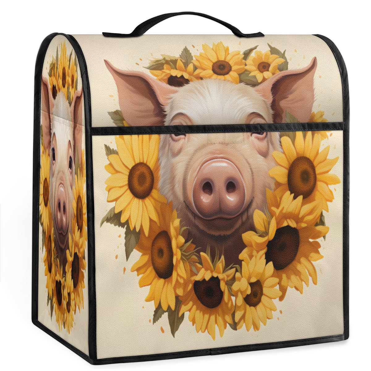 Coffee Maker Cover Watercolor Sunflower Pig Kitchen Appliance Covers Small Appliance Covers Blender Cover Juicer Cover Dust Covers for Kitchen Appliances with Top Handle and Pockets,Washable,C788