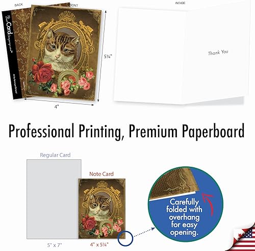 Miniatura 6 de The Best Card Company Juego de 10 tarjetas de agradecimiento surtidas de 4 x 5.12 pulgadas con sobres (10 diseños, 1 cada uno) marcos felinos