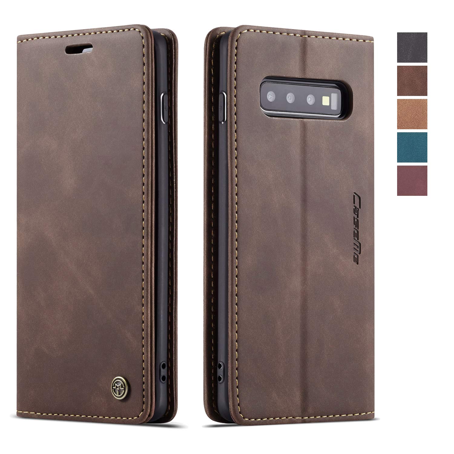 Samsung Galaxy S10 Wallet Case, Magnetic Stand Leather Flip Protective Case with ID & Credit Card Slots Holder Case Wallet for Galaxy S10(Coffee)