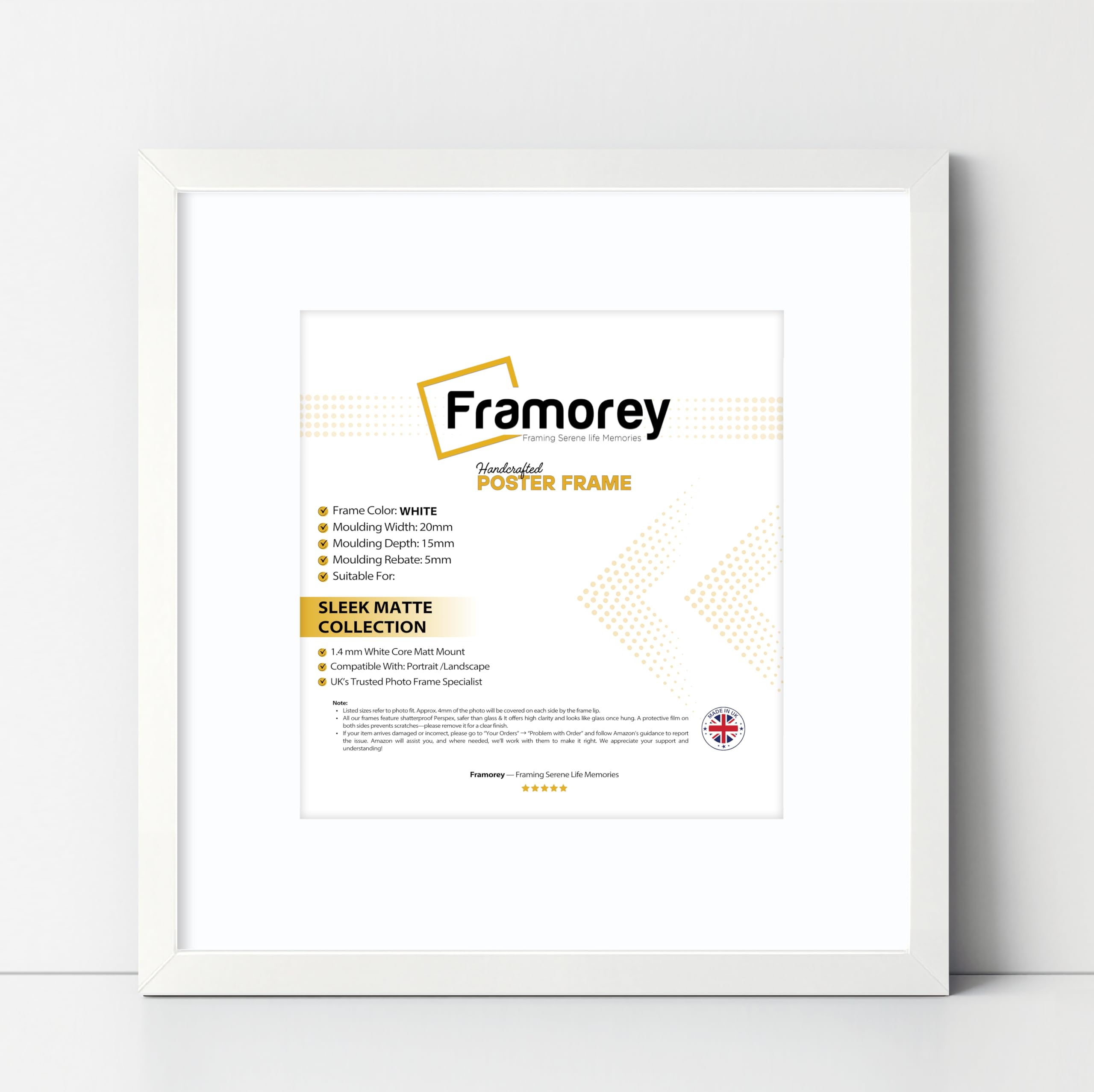 Framorey Framing Serene Life Memories White With White Framorey Square Size Thin Matt Photo, Handmade Flat Thin Picture Frame, 11X11" Size White Picture Frame With 9X9" Size White Mount, Photo Print Frames