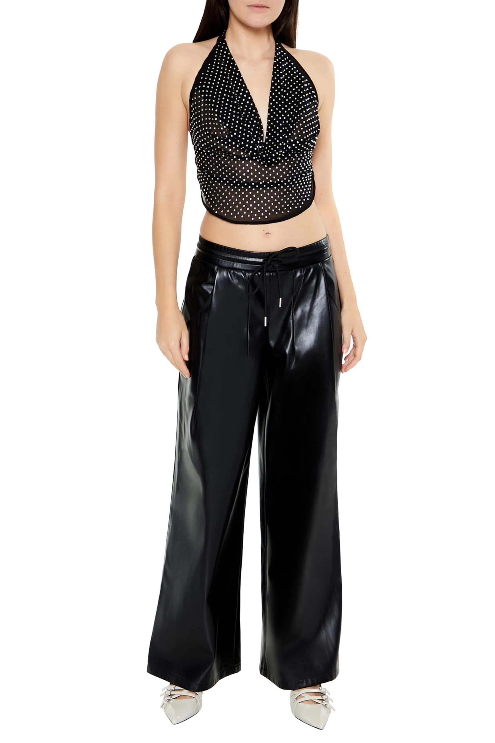 Forever 21 Womens Faux Leather Drawstring Pants