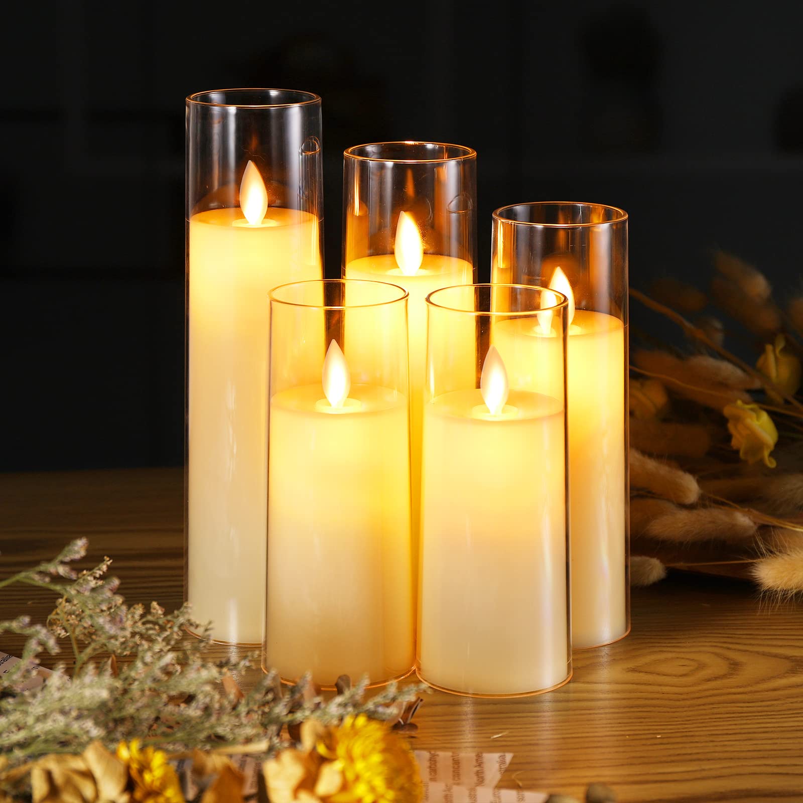 DALANG Flickering Flameless Candles,Battery Operated LED Candles Ideal for Halloween, Christmas,Home Decor,Home Party Wedding Indoor Outdoor,White2.2X5“5”6“7”8“H