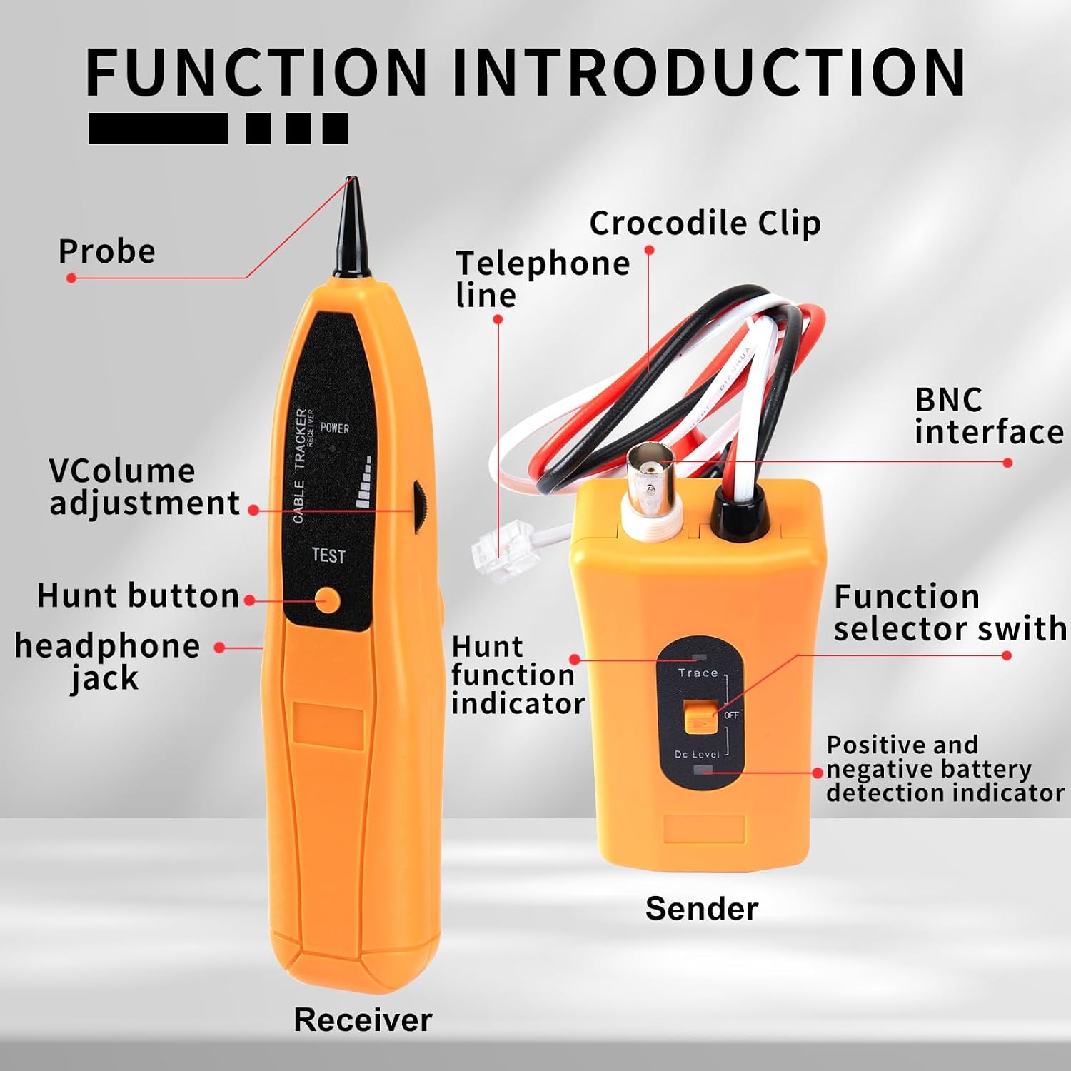 Cable Tracker coaxial Wire Tracer Finder Tone Generator and Probe Tools Kit Continuity Tester Detector for Ethernet, Telephone, Speaker, Coax, Video, and Data Cables,RJ11,RJ12
