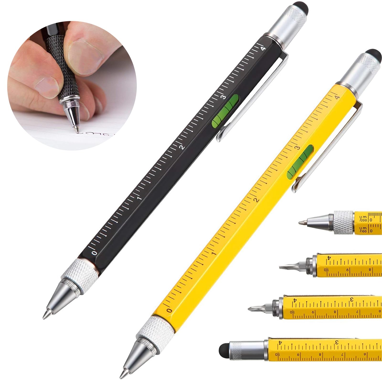 Bolígrafo Multifunción 6 en 1, Bolígrafos Punta Recambios, Nivel, Lápiz Táctil, Ingenieros Boli Multiusos, Regalos Navidad Originales, Regalos para Hombre, Colegas De OficinaGadgets Tecnologicos