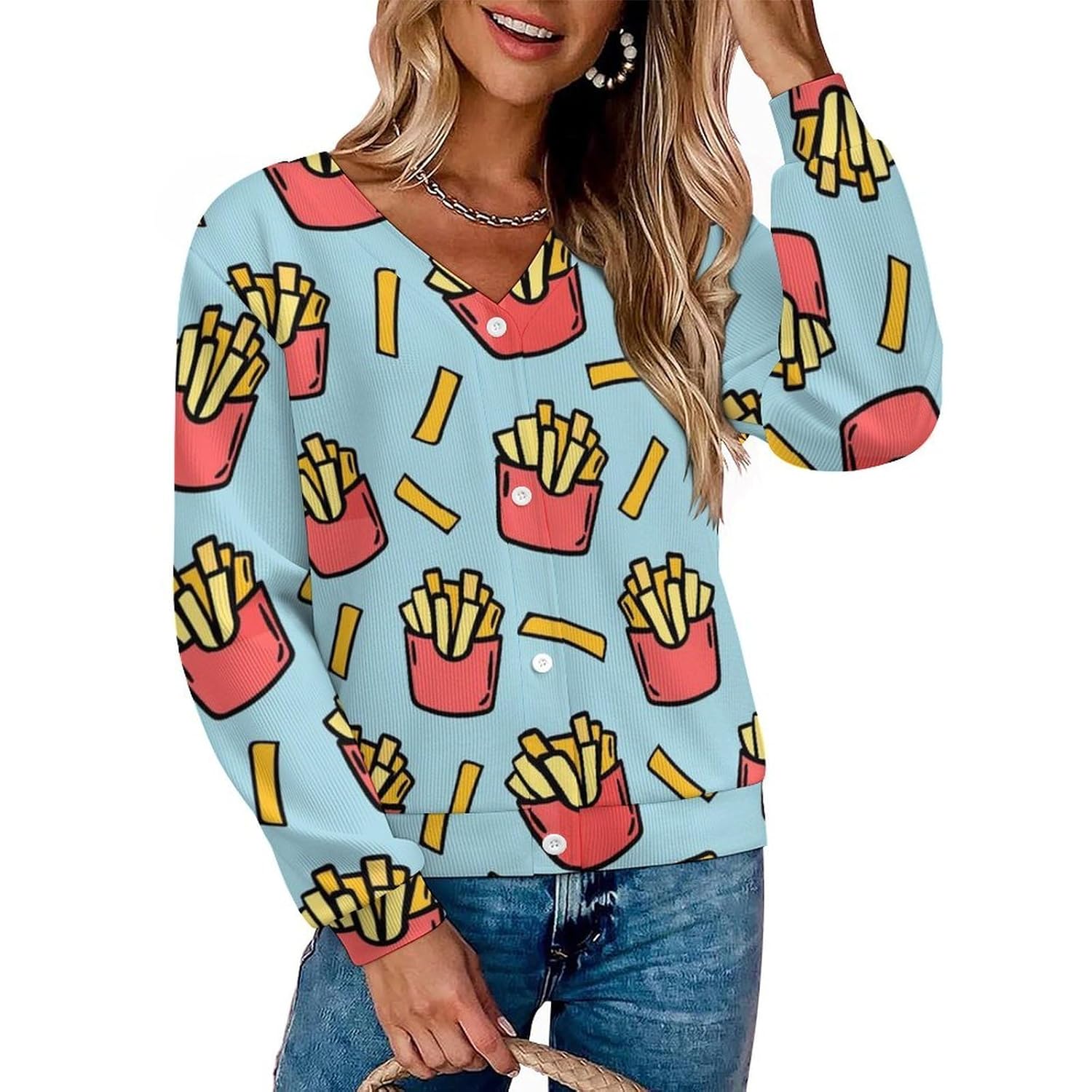 Women Long Sleeve Button Short Knit Cardigan Sweater Soft Comfort Coat