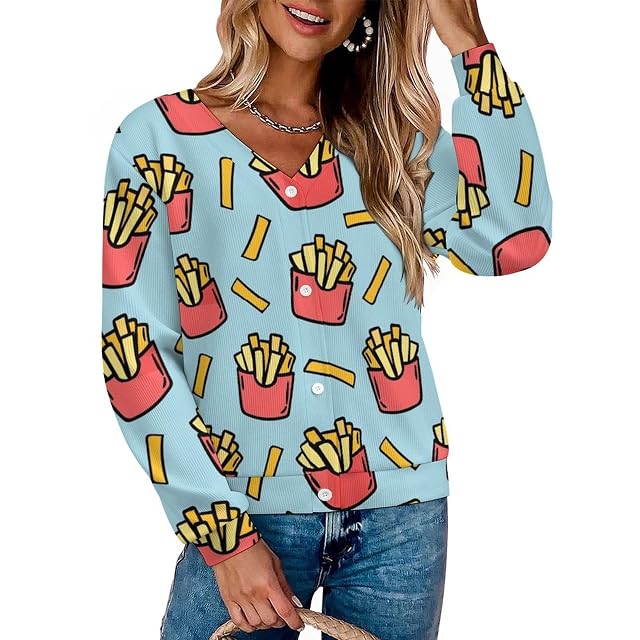 Women Long Sleeve Button Short Knit Cardigan Sweater Soft Comfort Coat