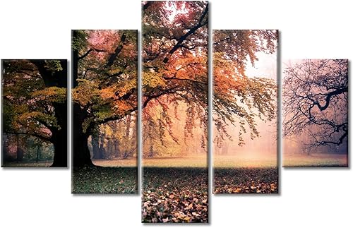 Póster de Parque Viejo en Otoño para la Sala de estar, 5 piezas de paisaje natural, obra de arte moderna, lienzo de arte para pared, Giclée