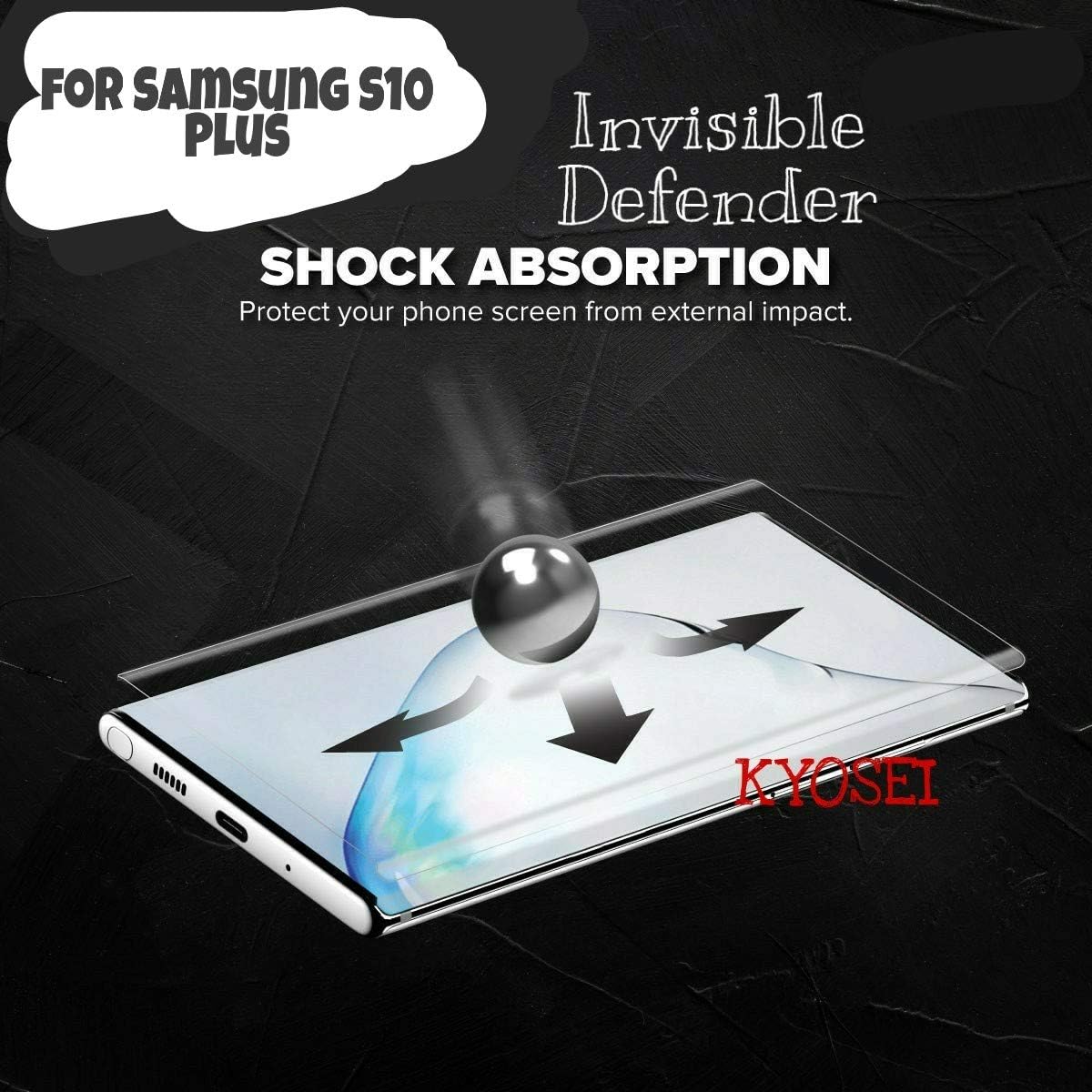 Kyosei's Anti-Scratch Shock Resistant Hammer Proof Impossible Film Screen Protector [Better Than Tempered Glass] Designed for Samsung Galaxy S10 Plus