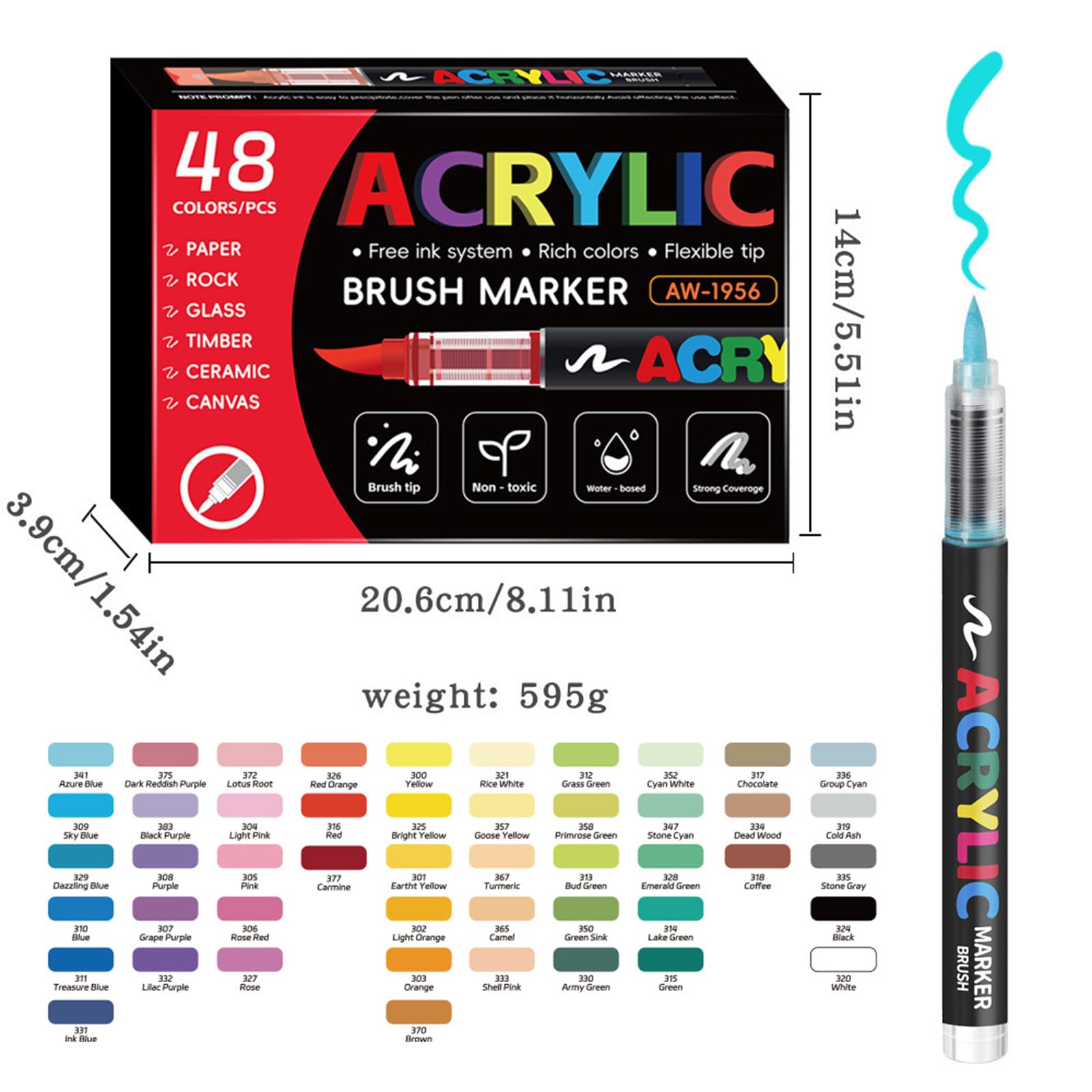 Marqueur de peinture acrylique liquide, pointe de pinceau souple, de peinture acrylique pour la fabrication de cartes, dessin, coloriage, scrapbooking, journalisation, stylos liquides étanches