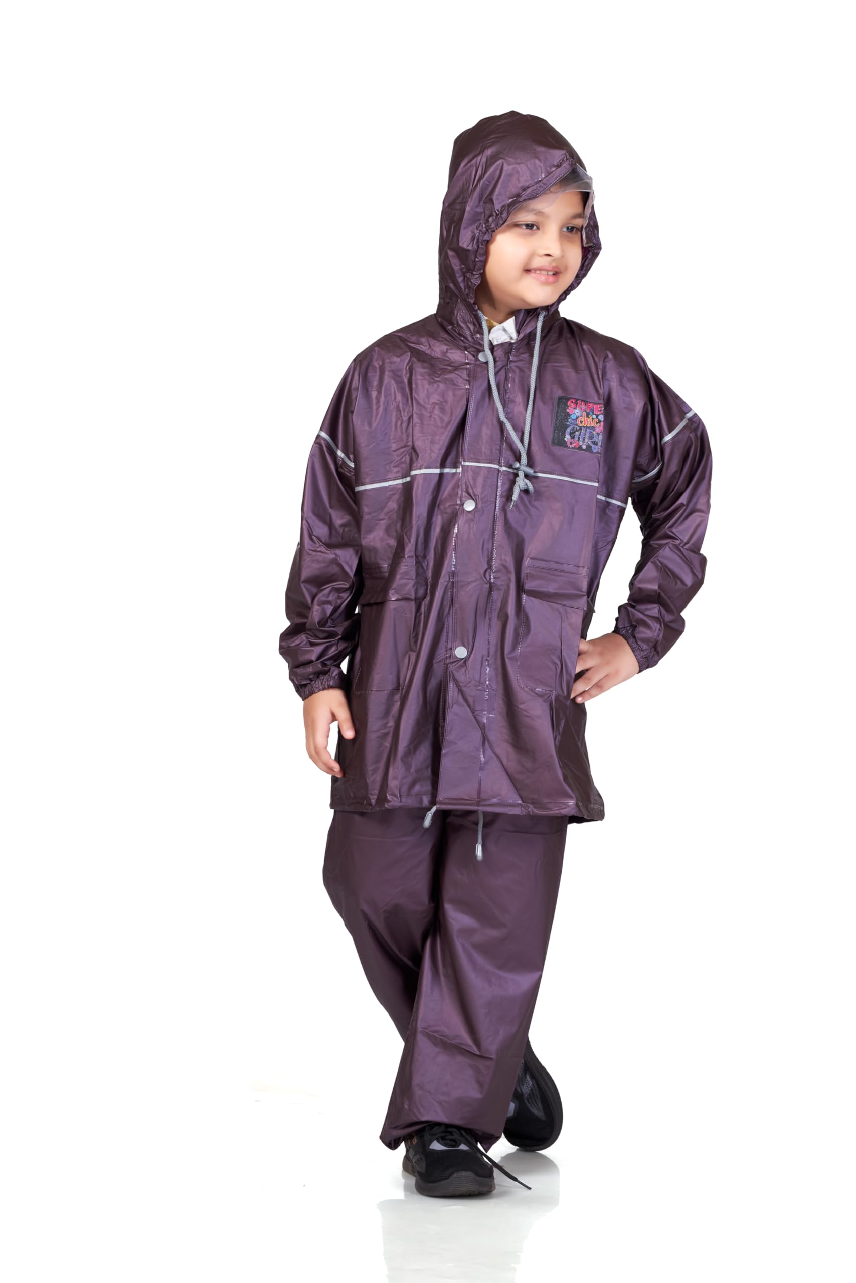 MINISTERRainwear Rainbow Solitaire PVC Boy's Waterproof Raincoat with Hood