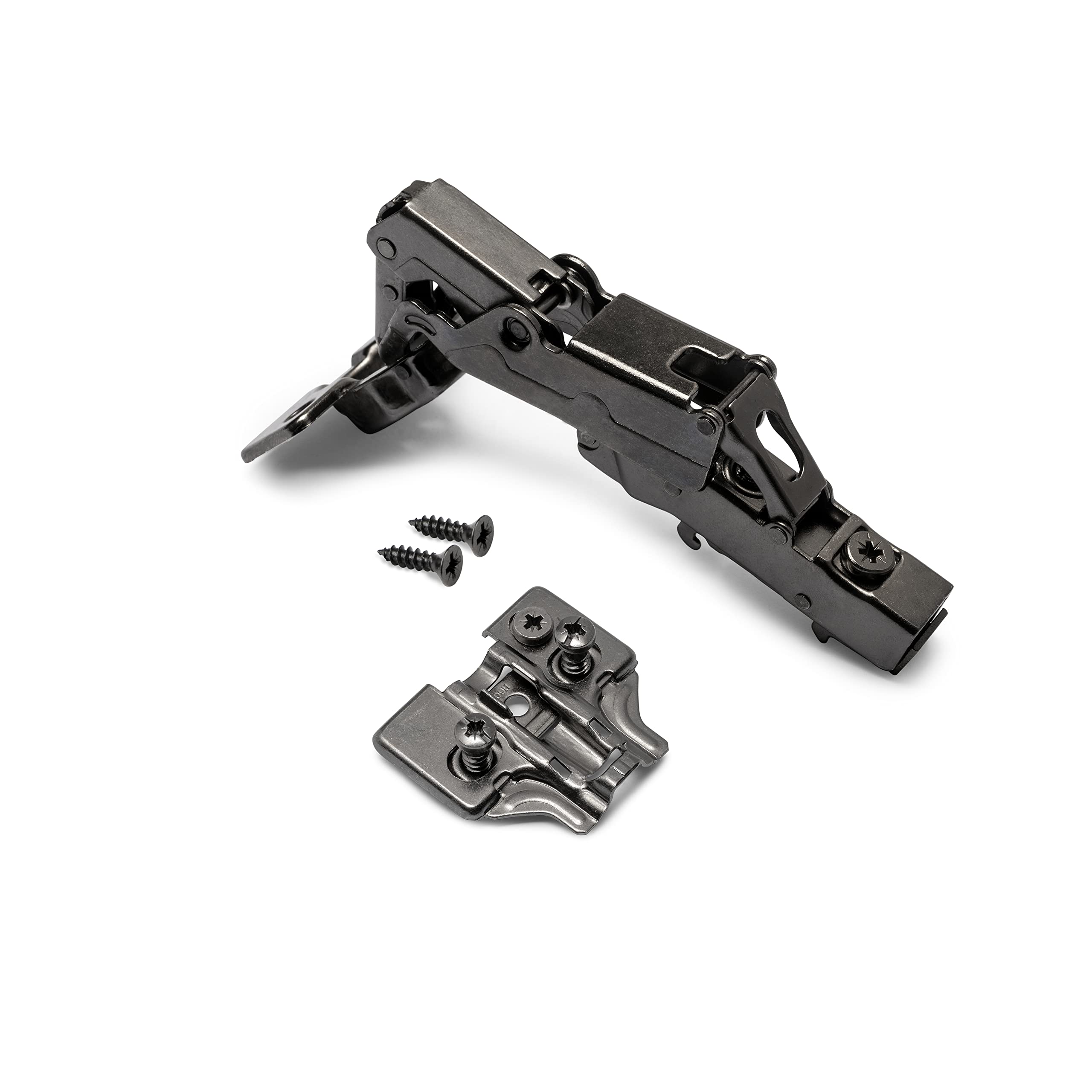 Emuca Titanium (10 Un) - Straight Hinge X91, D. 35 Mm, Full Overlay, Soft Close, 165º Opening, Euro Screw, Titanium, Steel, 10 Pcs.