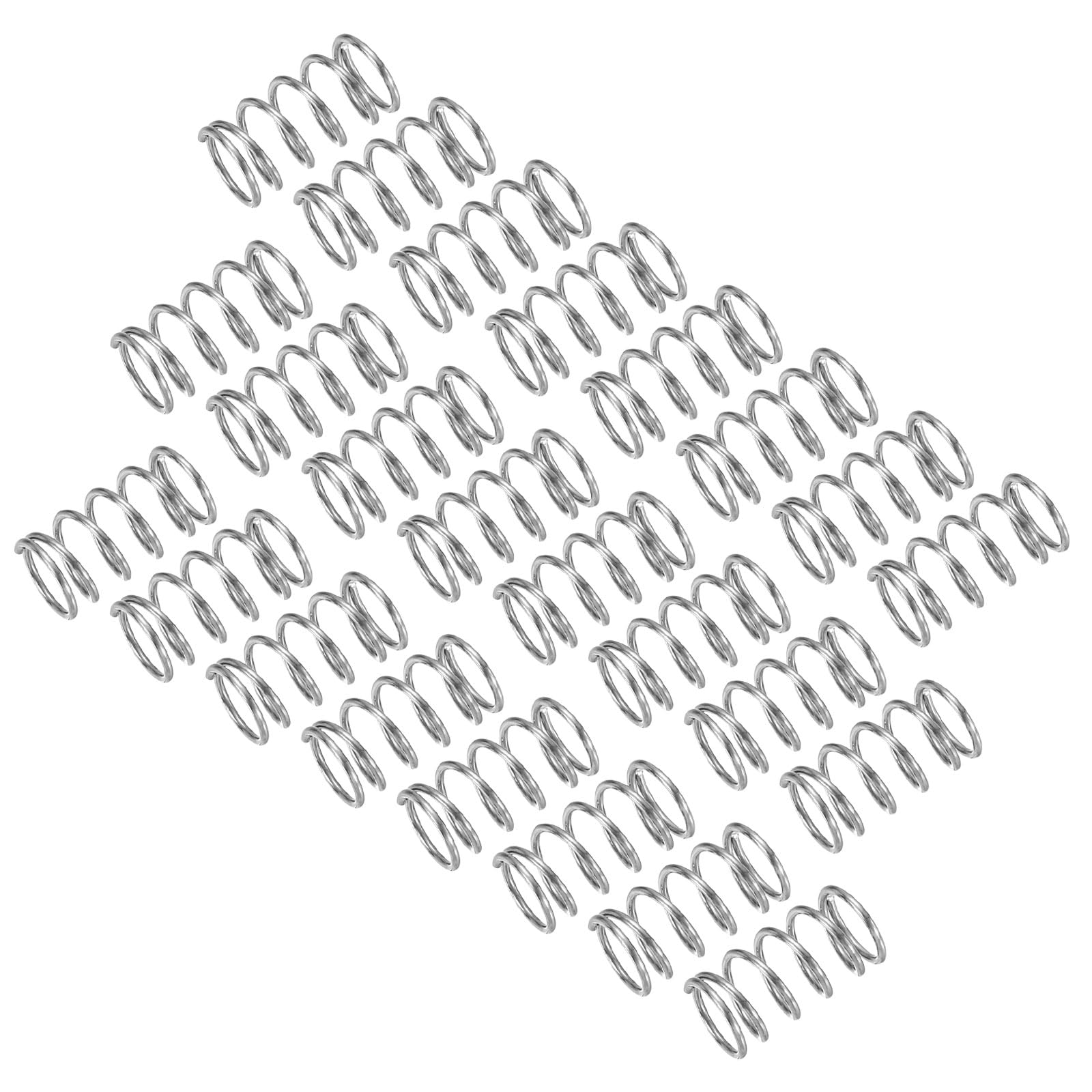 uxcell 25Pcs Compression Spring, 304 Stainless Steel 8mm OD 0.8mm Wire 15mm Length Mechanical Spring for Shop Home Repair Project, Silver Tone