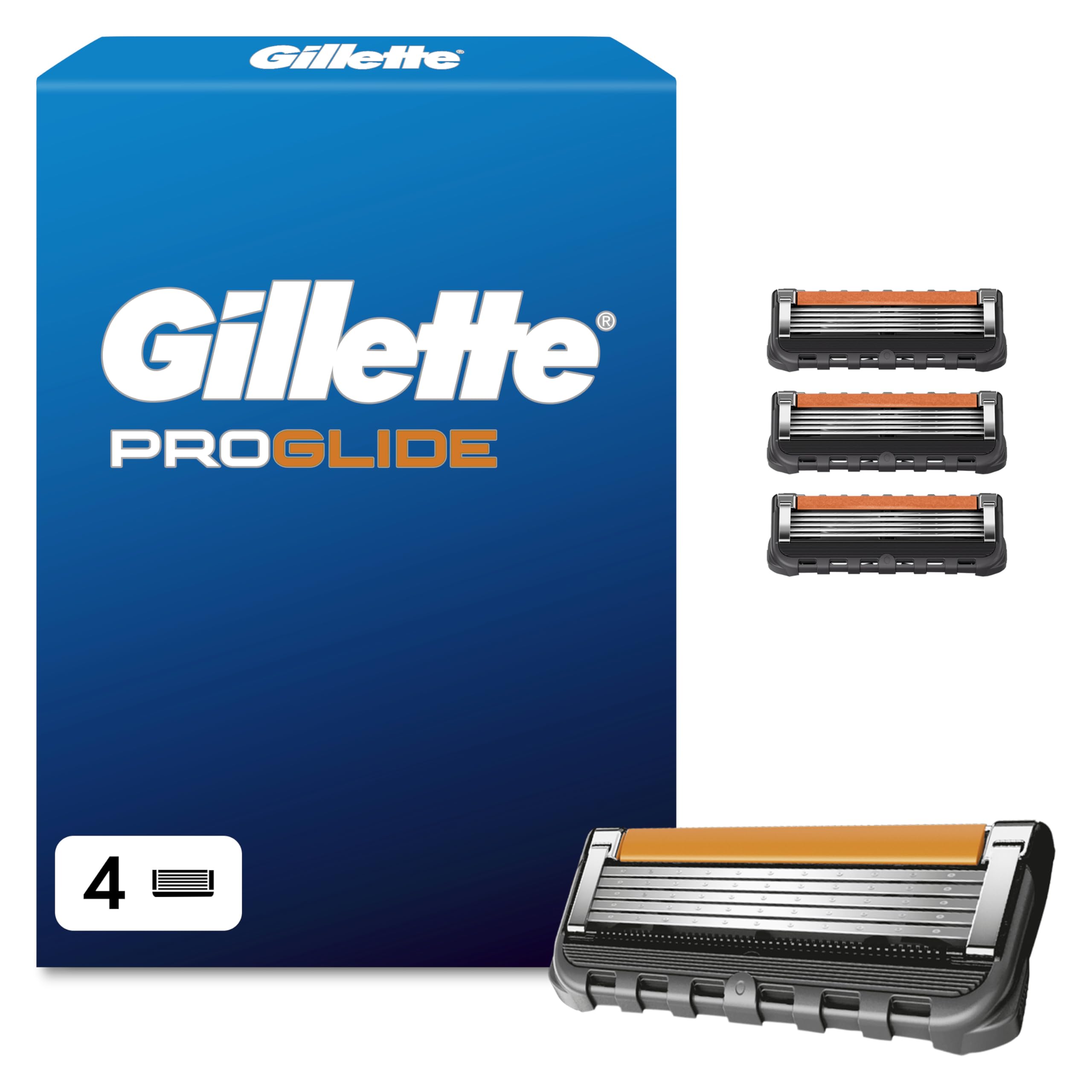 Gillette ProGlide Razor Refills for Men, 4 Razor Blade Refills, for a Close Shave, with Lubrastrip