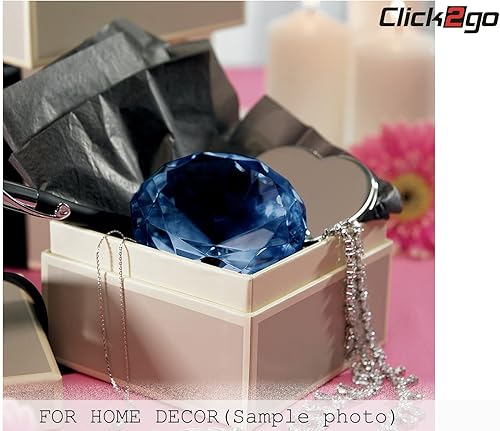Miniatura 2 de CLICK2GO Pisapapeles de cristal en forma de diamante azul oscuro de 4.724 in - Decoración de oficina en casa y decoración de recuerdos de boda con