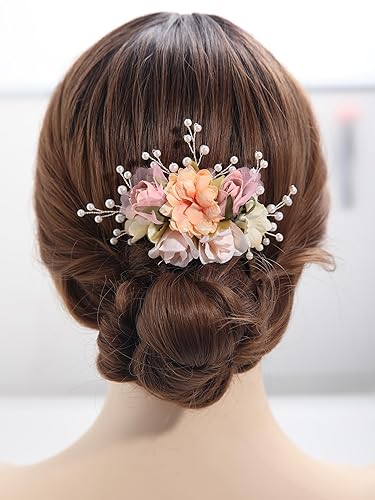 Soulshow 2025 New Handmade Fabric Flower Wedding Hair Combs Retro