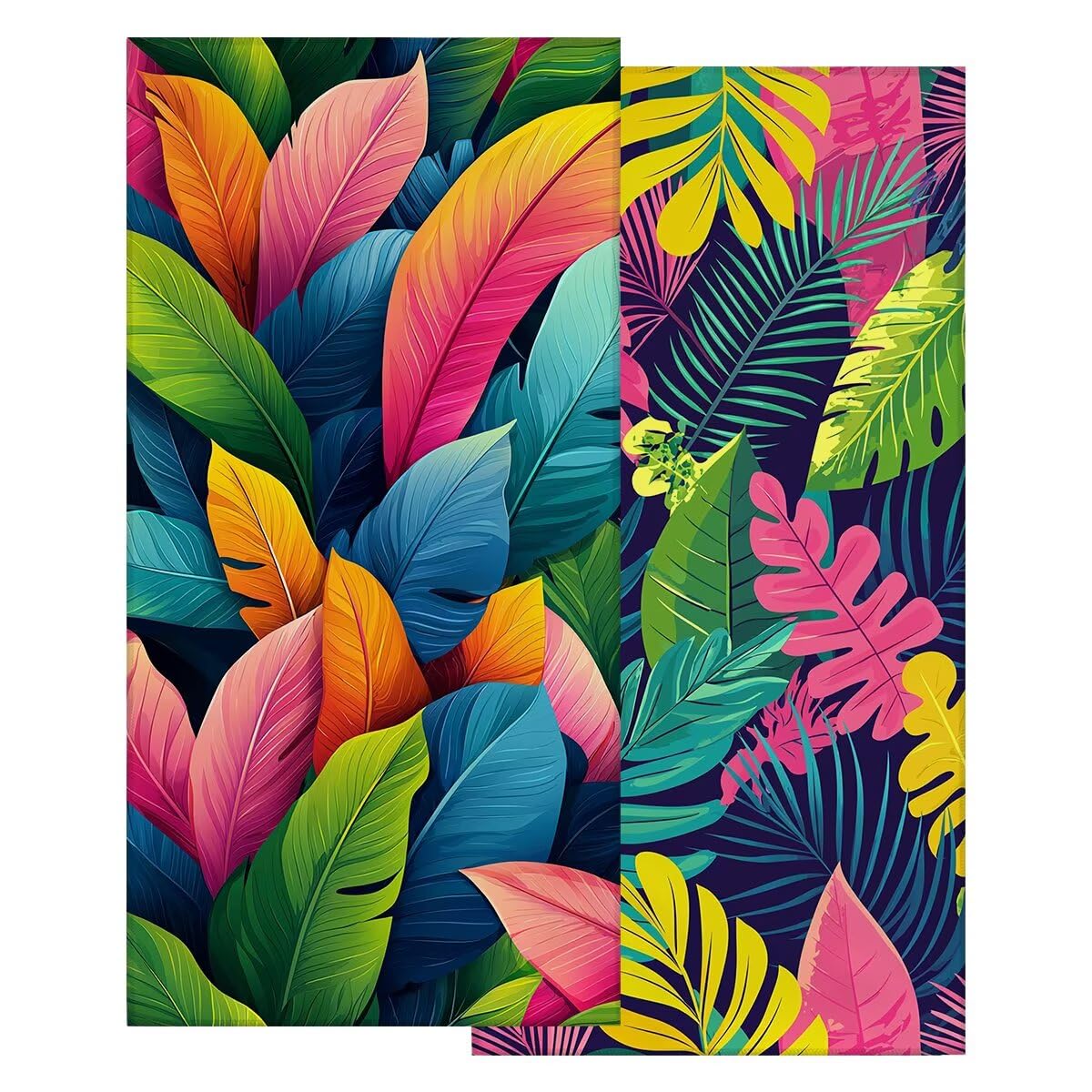 Toalla Playa 100x220 cm, Toalla Gimnasio Microfibra Secado Rapido, Juego de 2 Antiarena Toallas de Playa, Ligera Compacta Toallas Microfibra Grande para Viaje, Regalo Hombre Regalo Mujer (Hoja) -5083