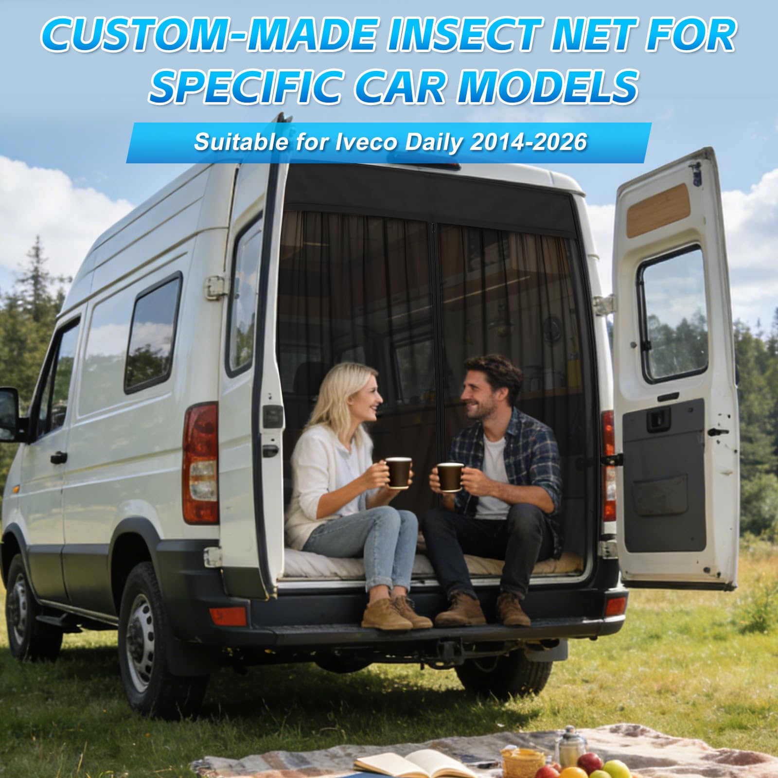 ZWPARTS Zanzariera Magnetica Personalizzata per Iveco Daily 2014-2026, Zanzariera per Furgone per Porta Retro, Zanzariera con Cerniera sulla Porta Centrale