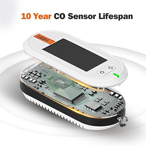 Miniatura 6 de LSENLTY Los detectores portátiles de monóxido de carbono soportan un tiempo de espera de 500 horas, detector de CO 3 en 1 (Temp, humedad y CO),