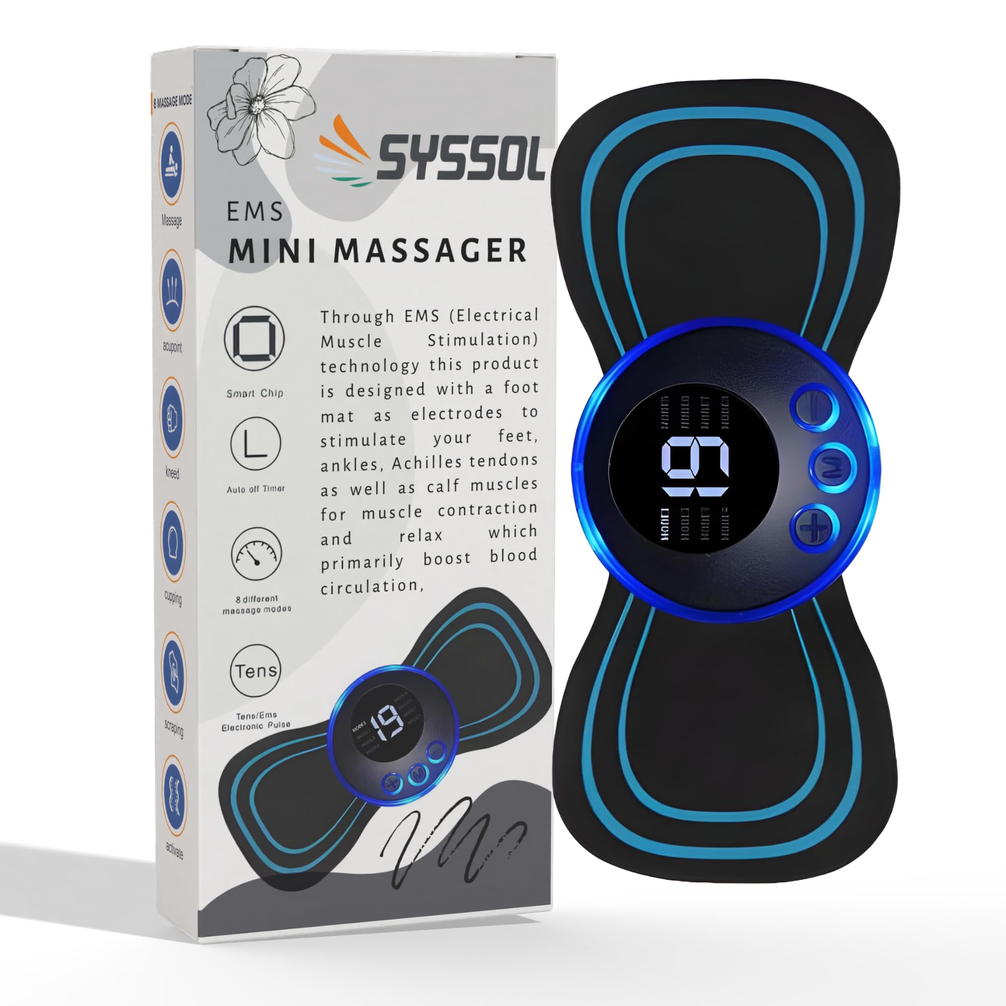 SYSSOL Butterfly Massager | 8 Modes, 19 Strengths | EMS patch | Rechargeable | Full Body - Shoulder Legs Neck Back muscle stimulator | Wireless Electric Portable Machine Vibrating | Unisex (B0CZLDN6TZ) Amazon Price History, Amazon Price Tracker