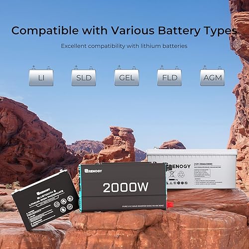 Miniatura 7 de Renogy Panel solar monocristalino de 200 vatios y 12 voltios, controlador de carga MPPT de 20 A, montaje e inversor de onda sinusoidal pura de 2000