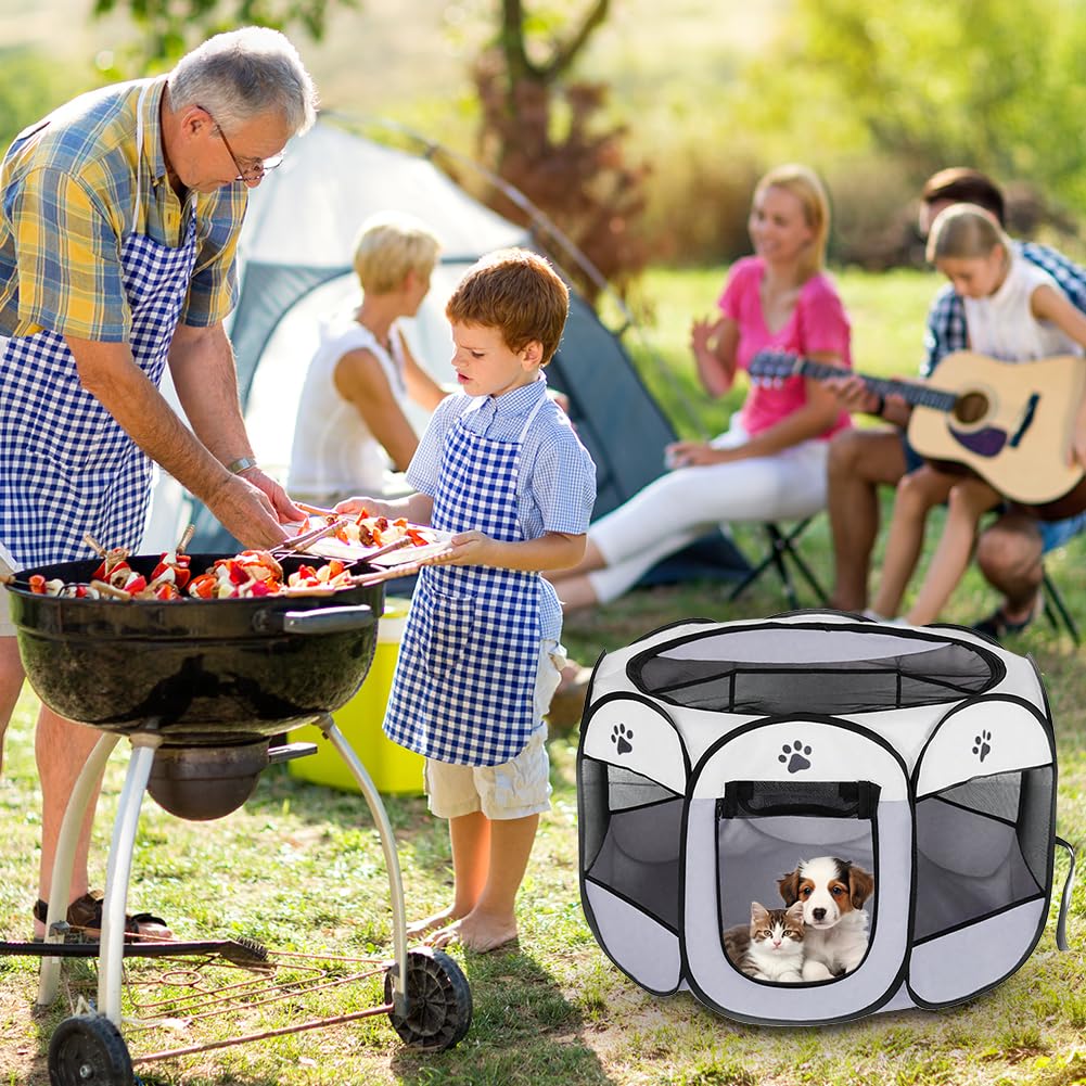 Box per Cani 74x74x43cm, Recinto per Gatti Pieghevole, Recinti Gioco per Cane, Recinto per Gatto, Gabbia per Cucciolo, Gattini, Conigli e Piccoli Animali, Interni ed Esterni (Grigio)