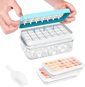  Ice Cube Tray with Lid and Bin, Easy Release 56 Cubes for Freezer