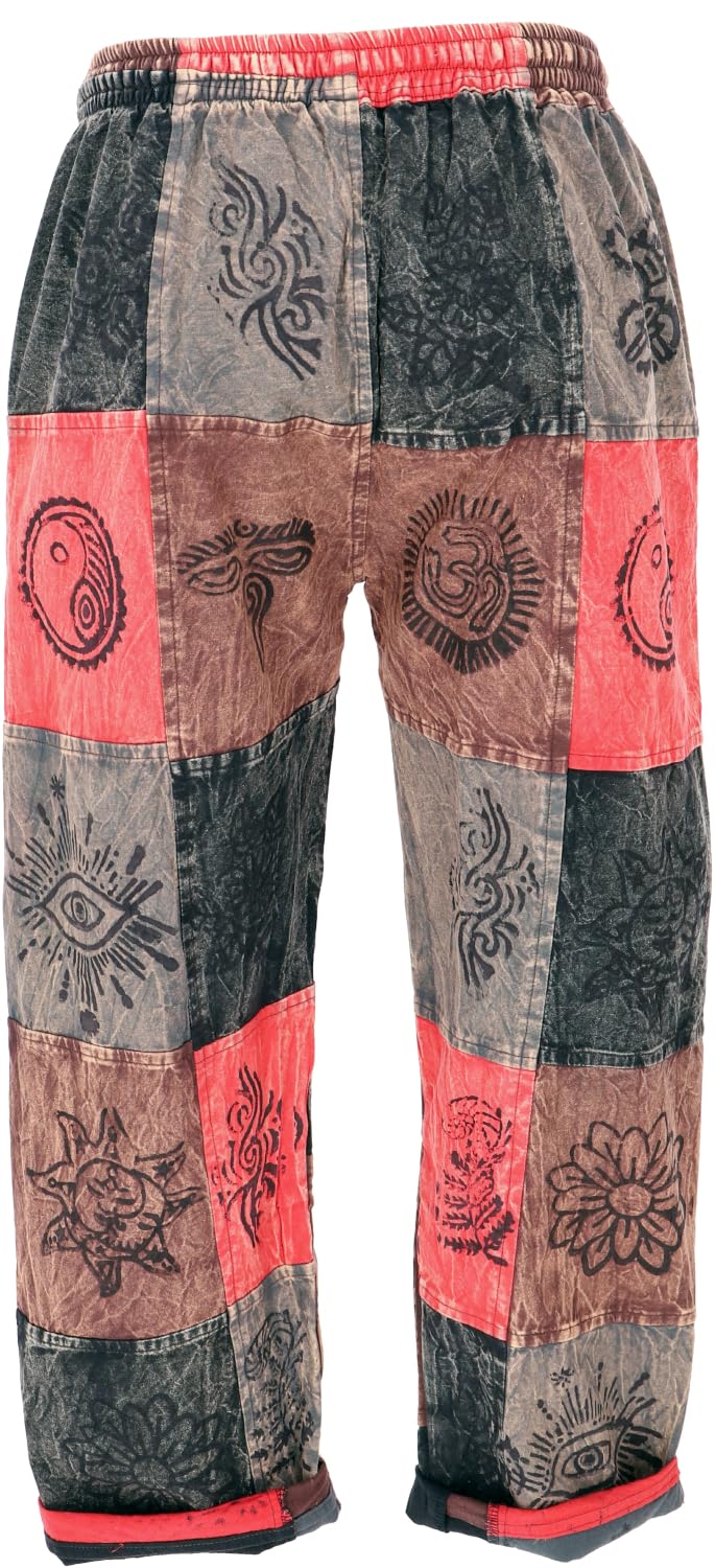 GURU SHOP Patchwork Stonewash Pantalon de yoga unisexe en coton Goa pour homme