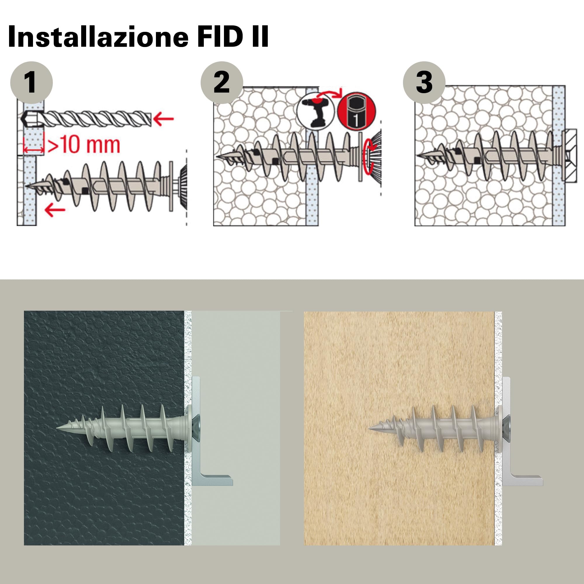 Fischer FID II 50 mm 4x Tasselli con Vite per Cappotto Isolanti