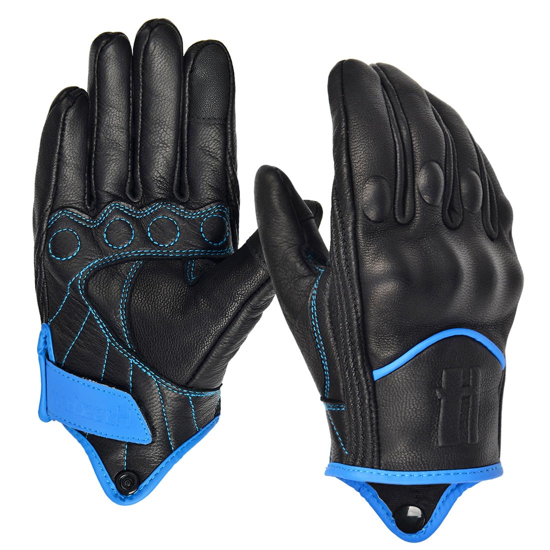 Harssidanzar Guanti da moto touchscreen da uomo in pelle di capra GM028E