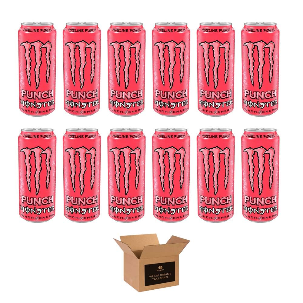 Monster Energy Drink Flavours | Juiced, Zero Sugar, Ultra, Monarch, Fiesta Mango, Strawberry Dreams, VR46, Punch | High Caffeine Sports Energy Drink | 500ml (Pack 12, Pipeline Punch)
