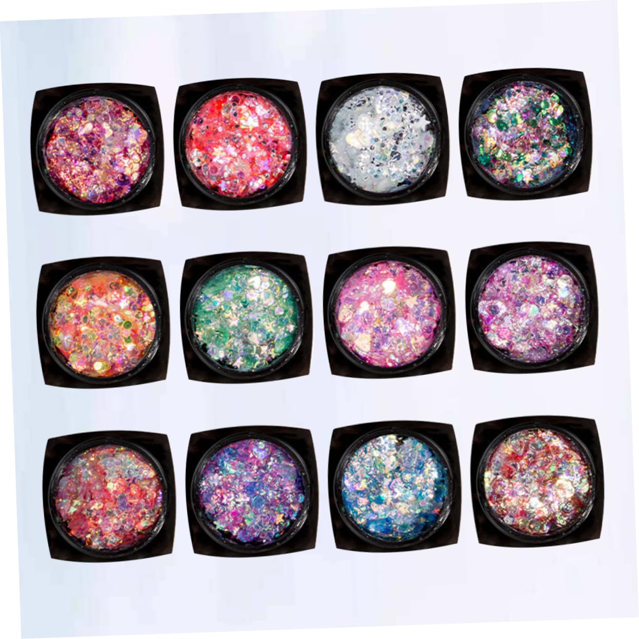DOITOOL Set Da 3 Pezzi Per Il Trucco Con Paillettes 12 Colori Gel Per Il Corpo Con Paillettes Gel Per Il Viso Unghie Glitter Illuminante Per Feste Uso Quotidiano