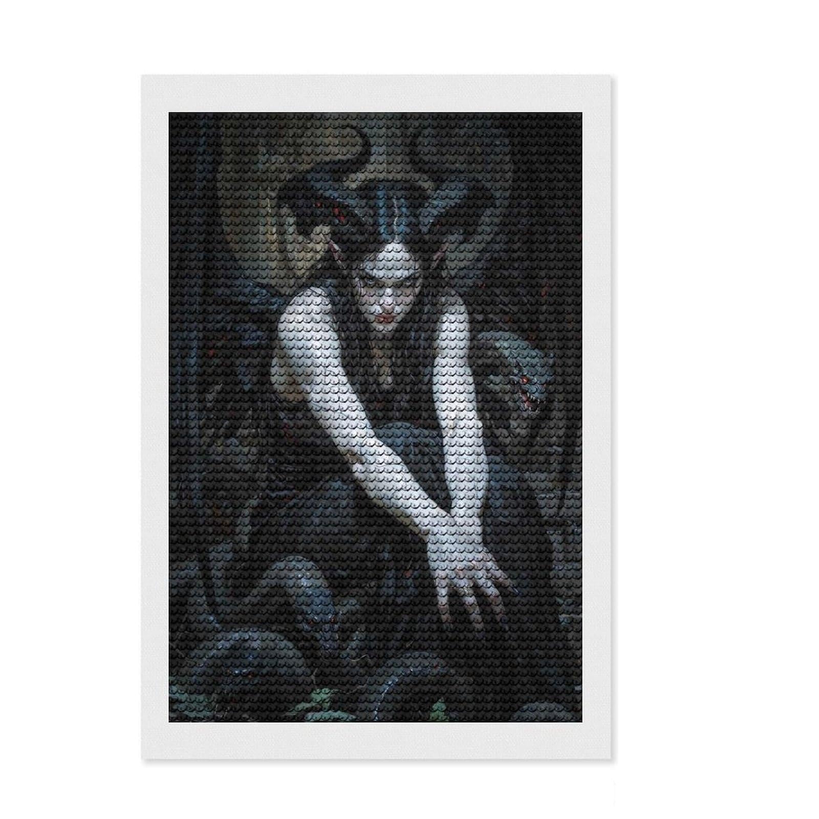 Junmoney Wings of The Nocturne Serpent, Lilith Full Drill Diamond Painting Kit 8"x12", for Craft Lovers, Easy Handmade Project, Office Decor, Christmas Gift