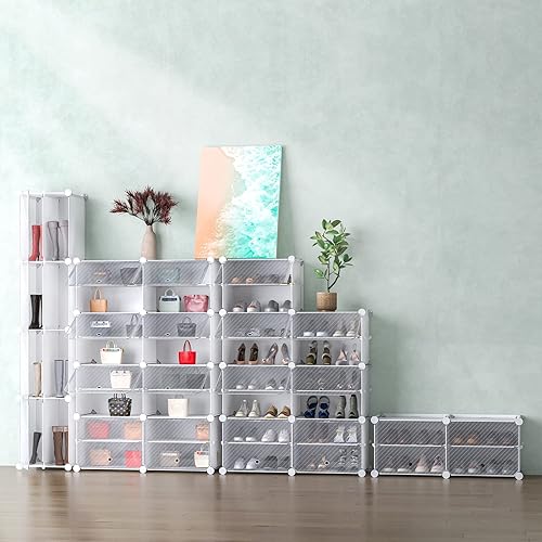 Miniatura 6 de UNZIPE Zapatero de almacenamiento de 40 pares de zapatos, organizador de plástico independiente para zapatos, estantes de almacenamiento para