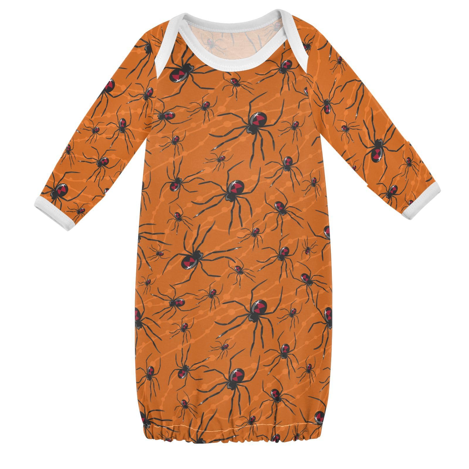 WIFIU Halloween Spider Baby Girls Boys Sleeper Gown Cotton Nightgown Long Sleeve, Baby Nightdress Sleeping Clothes for Newborn 6-12 Months Multicolor