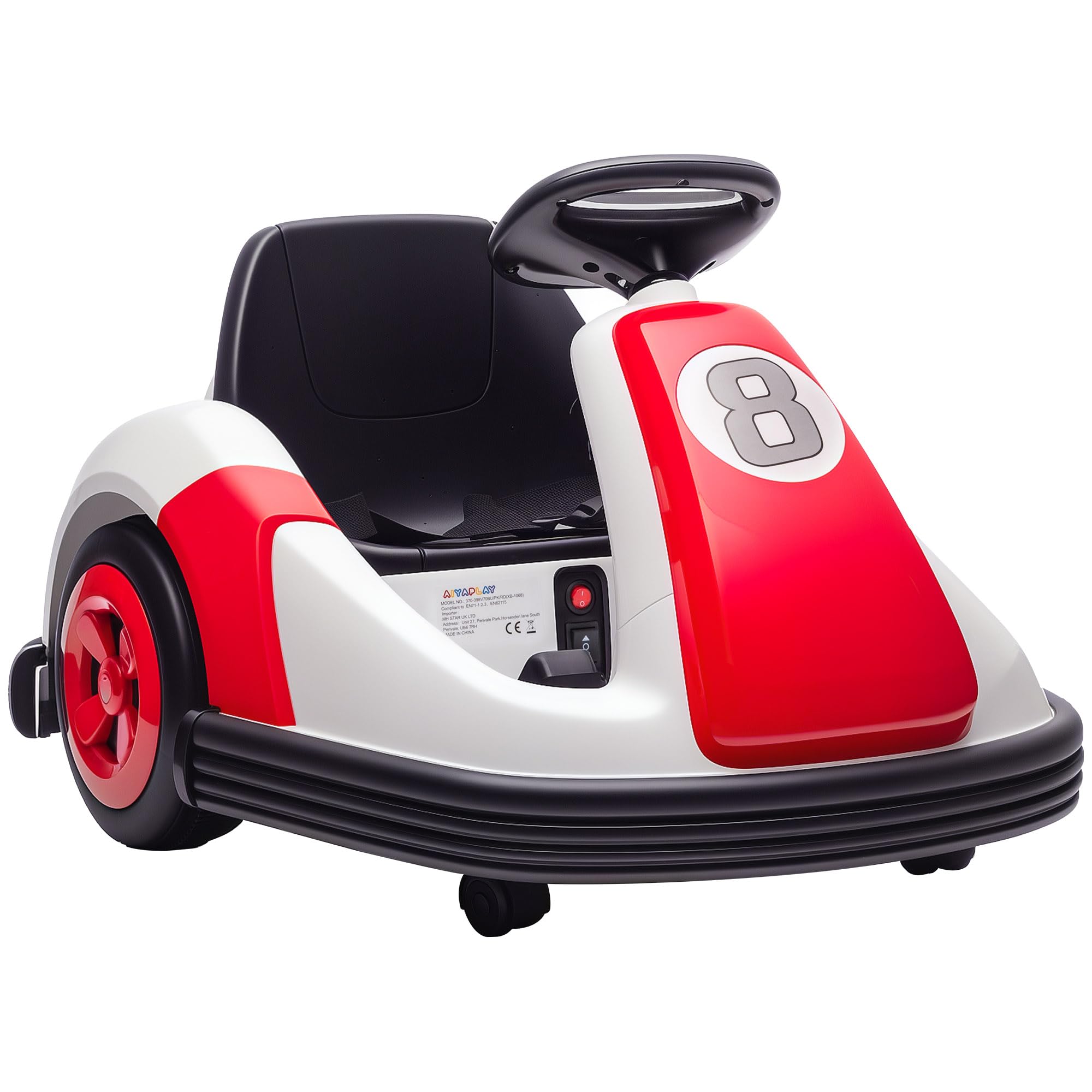 AIYAPLAY Voiture Tamponneuse Électrique Enfant 6V 360° Auto 3 Ans Rouge