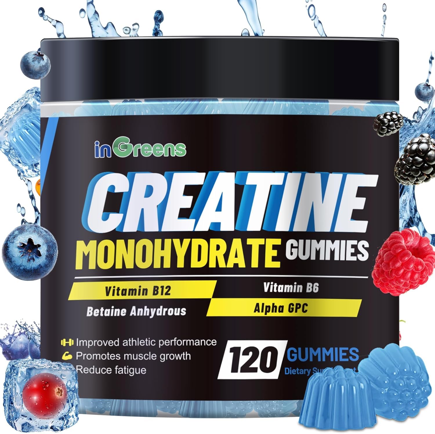 inGreens Creatine Monohydrate Gummies 6g for Men & Women 120 Count