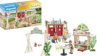 PLAYMOBIL Family Fun 71424 Campsite, Camping, Holiday in Nature with Tent, Kitchen and Sanitary Building, Exciting Camping Adventure with the Family, Toy for Children from 4 Years