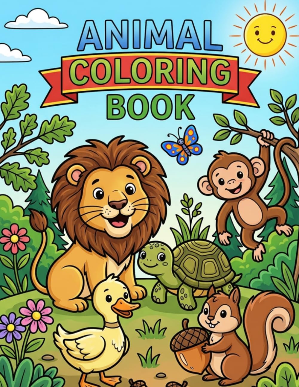 Animal Coloring Book: Cute Animals for Toddlers and Kids Ages 3-8