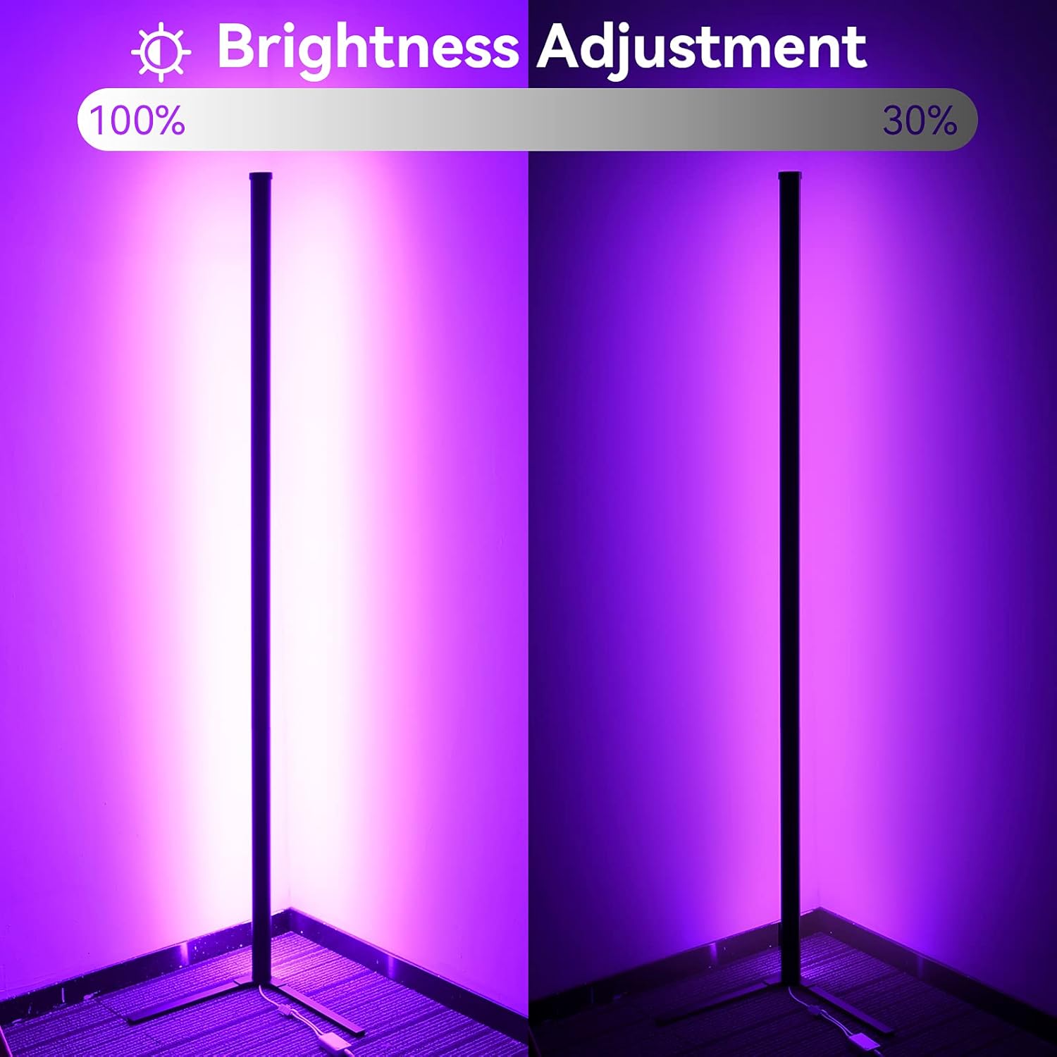 One-Day Sale: Up to 50% Off Corner Floor Lamp Dimmable LED Corner Light 60 Corner Lamp RGB Color Changing Corner Led Lamp Colorful Gaming Room Bedroom Lamp with Remote,18W