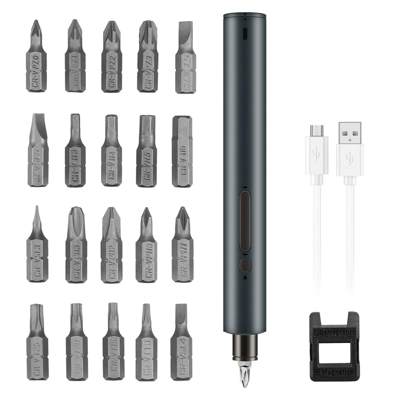 ORIA Electric Screwdriver, 22 PCS Rechargeable Electric Screwdriver, Powered Cordless Electric Screwdriver Set with 20 Bits(1/4 Screwdriver Bits), USB Charging Cable